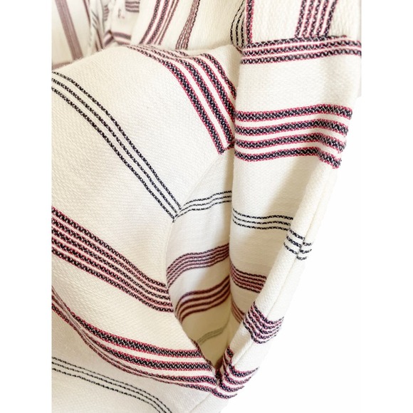 BCBGMAXAZRIA Milana Lace Up Tunic Dress Pockets White Red Black Striped Pullover - Picture 8 of 11